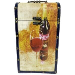 Kindzmarauli Georgian Wine Carrier Decorative Bottle Tote Brown With Hinged Lid
